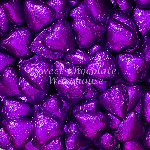 Milk Chocolate Hearts - Purple - 1kg - 115 pieces - Made in Australia
