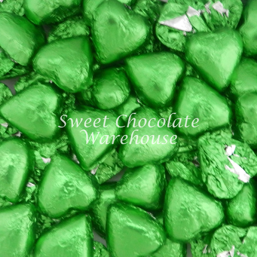 Milk Chocolate Hearts - Green 1kg - 115 pieces - Made in Australia