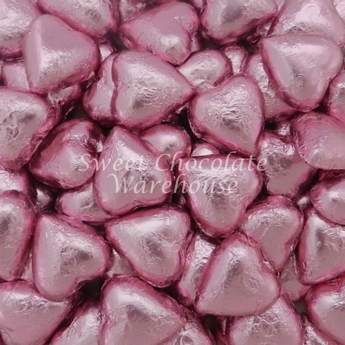 Milk Chocolate Hearts - Light Pink 5kg – 575 pieces – Made in Australia