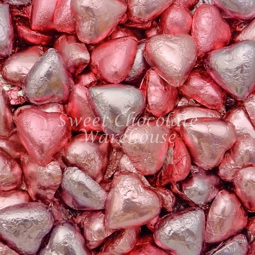 Milk Chocolate Hearts - Pink, Light Pink and Lilac 500g - 57 pieces - Made in Australia
