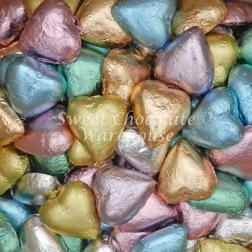 Milk Chocolate Hearts - Soft Pastel Mix 500g - 57 pieces - Made in Australia