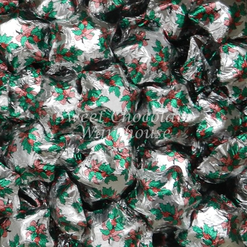 Christmas Holly Silver Milk Chocolate Stars 1kg - 115 pieces - Made in Australia
