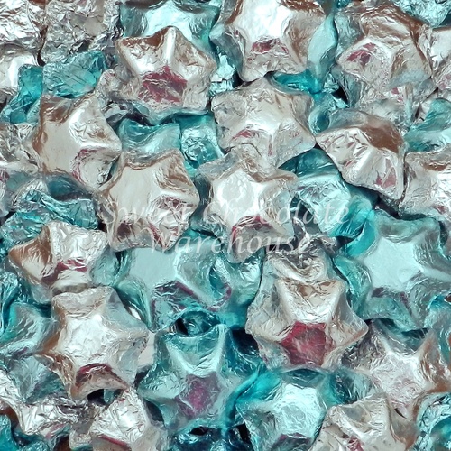 Milk Chocolate Stars - Light Blue and Silver 1kg – 115 pieces – Made in Australia
