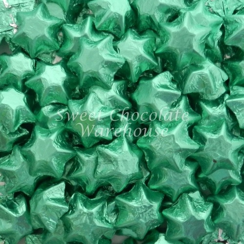 Milk Chocolate Stars - Light Green 1kg - 115 pieces - Made in Australia