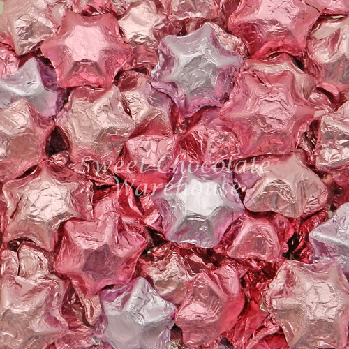 Milk Chocolate Stars - Pink, Light Pink and Lilac 1kg - 115 pieces - Made in Australia