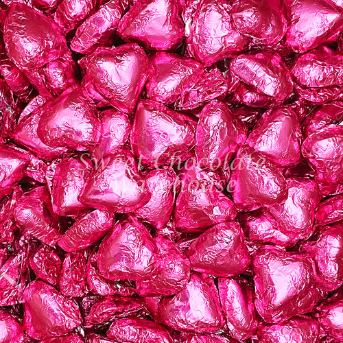 Milk Chocolate Hearts - Hot Pink 1kg - 115 pieces - Made in Australia