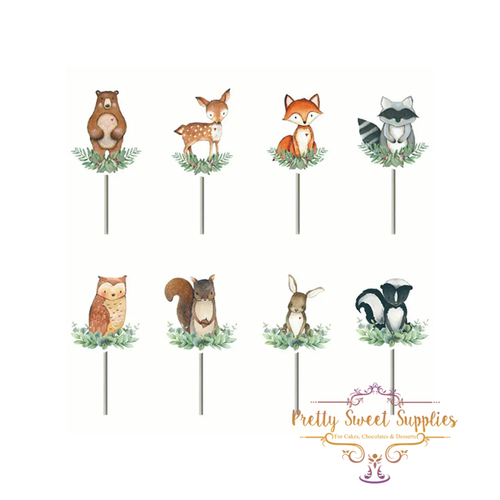 Woodland Creatures Cupcake Toppers - 24 Set