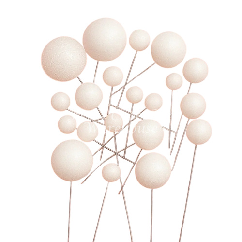 Glitter White Ball Topper 20pcs