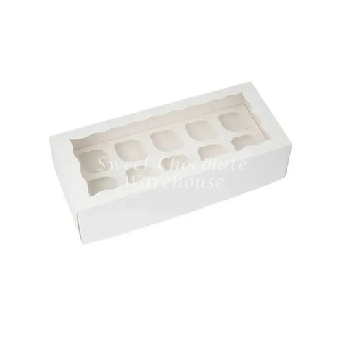 White Fancy Cupcake Box 12 Holds 4 Inch Deep