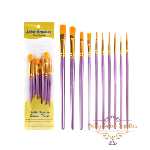 Professional Paintbrush Set (10pc) - Purple