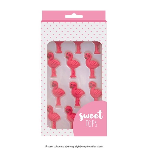 FLAMINGO Sugar Decorations - 12 Pieces