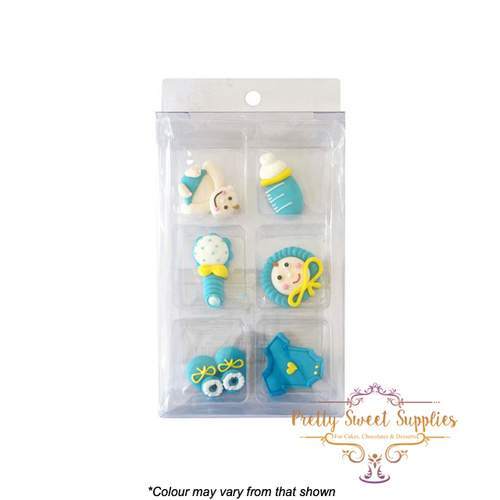 CHRISTENING ASSORTMENT BABY BLUE Sugar Decorations - 6 Piece Pack