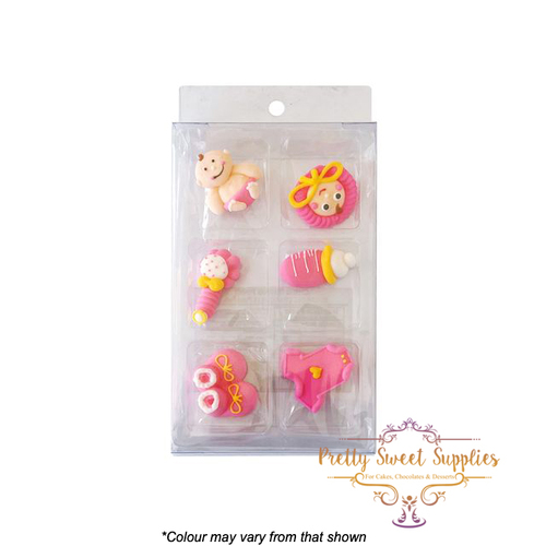 CHRISTENING ASSORTMENT BABY PINK Sugar Decorations - 6 Piece Pack