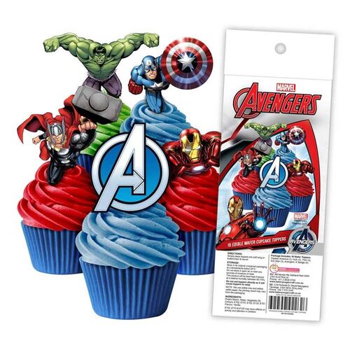THE AVENGERS Edible Wafer Cupcake Toppers - 16 piece pack