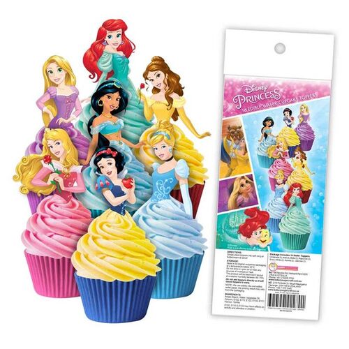 DISNEY PRINCESS Edible Wafer Cupcake Toppers - 16 piece pack