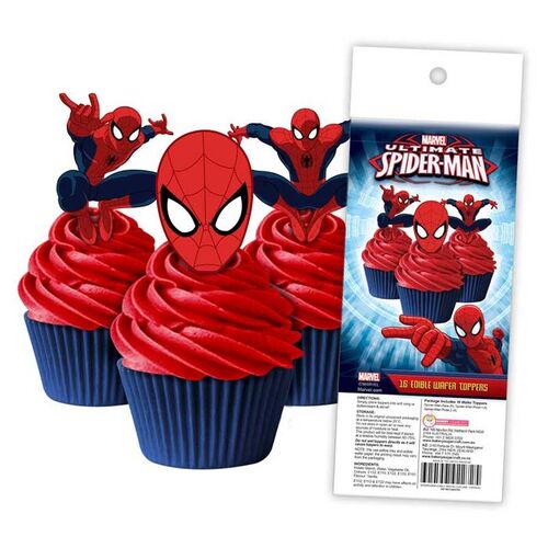 SPIDERMAN Edible Wafer Cupcake Toppers - 16 piece pack