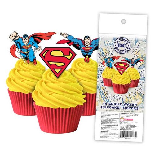 SUPERMAN Edible Wafer Cupcake Toppers - 16 piece pack