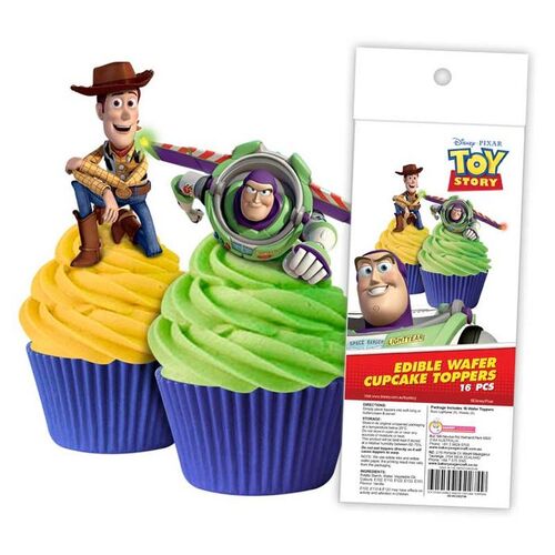 TOY STORY - BUZZ & WOODY Edible Wafer Cupcake Toppers - 16 piece pack