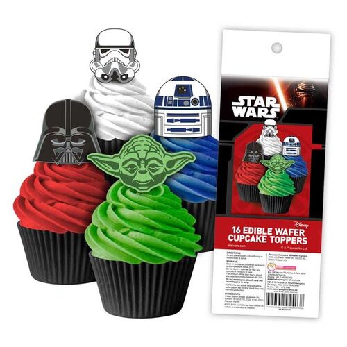 STAR WARS Edible Wafer Cupcake Toppers - 16 piece pack