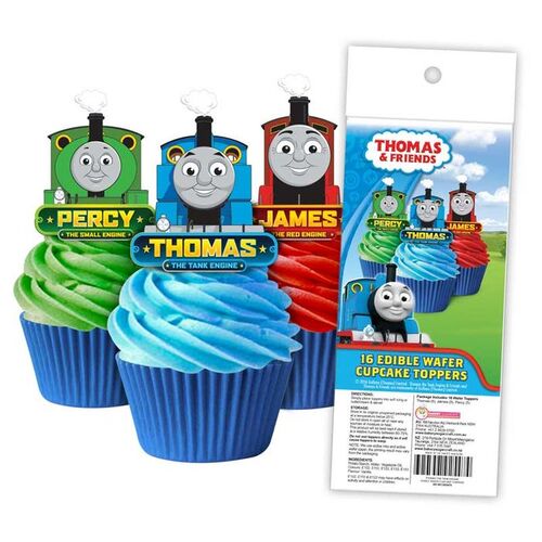 THOMAS THE TANK ENGINE Edible Wafer Cupcake Toppers - 16 piece pack