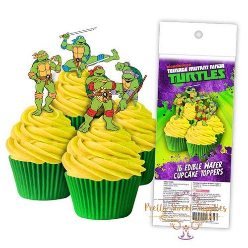TEENAGE MUTANT NINJA TURTLES Edible Wafer Cupcake Toppers - 16 piece pack