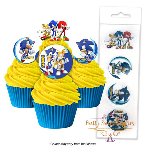  SONIC THE HEDGEHOG Edible Wafer Cupcake Toppers - 16 piece pack