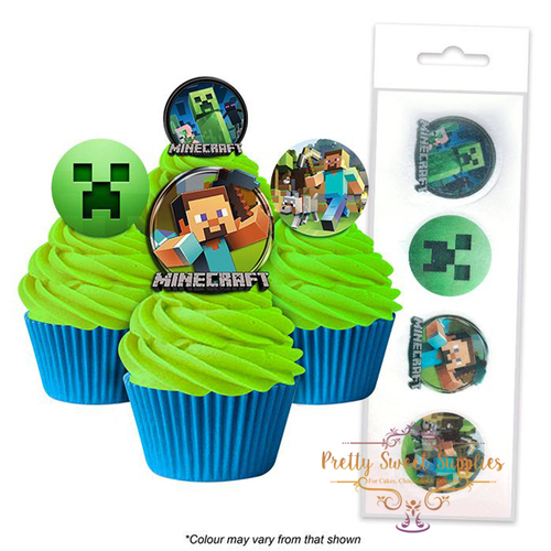 MINECRAFT Edible Wafer Cupcake Toppers - 16 piece pack