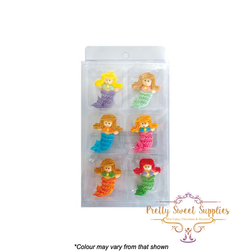 MERMAIDS Sugar Decorations - 6 Piece Pack