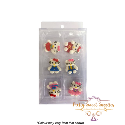 HELLO KITTY FACE Sugar Decorations - 6 Piece Pack