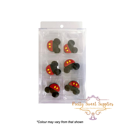 MICKEY MOUSE HEAD Sugar Decorations - 6 Piece Pack