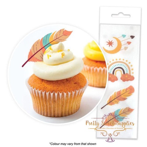 BOHO Edible Wafer Cupcake Toppers - 16 piece pack