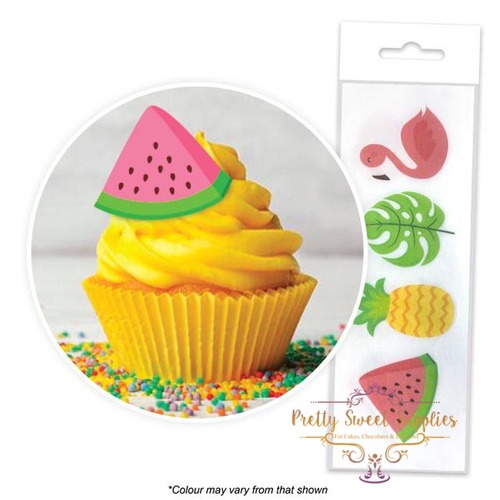TROPICAL Edible Wafer Cupcake Toppers - 16 piece pack