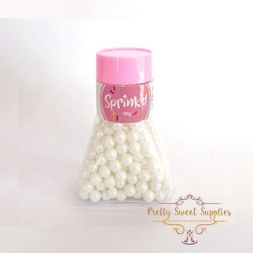 SUGAR BALLS PEARL WHITE Sprinkles 8mm - 100g