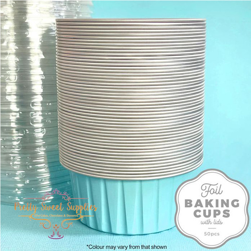 ROUND Baking Cup with Lid LIGHT BLUE (50pack)