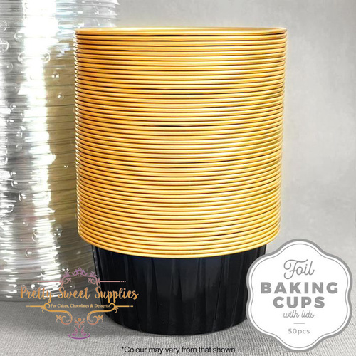 ROUND Baking Cup with Lid BLACK & GOLD (50pack)