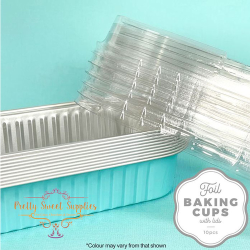 RECTANGLE Baking Cup with Lid LIGHT BLUE (10pack)