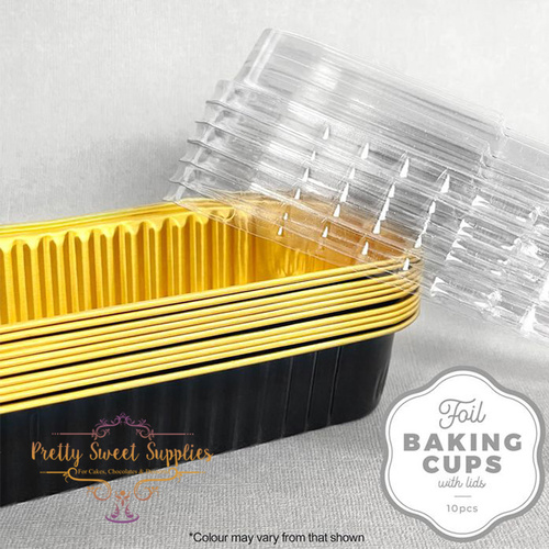RECTANGLE Baking Cup with Lid BLACK (10pack)