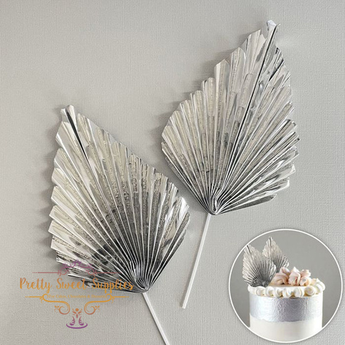 METALLIC SILVER - Deco Fan Topper - 2 pc Set