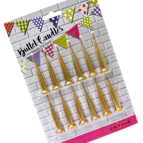 Bullet Candles - GOLD (pack of 12)