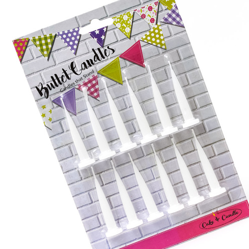 Bullet Candles - WHITE (pack of 12)