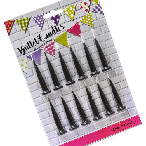 Bullet Candles - BLACK (pack of 12)