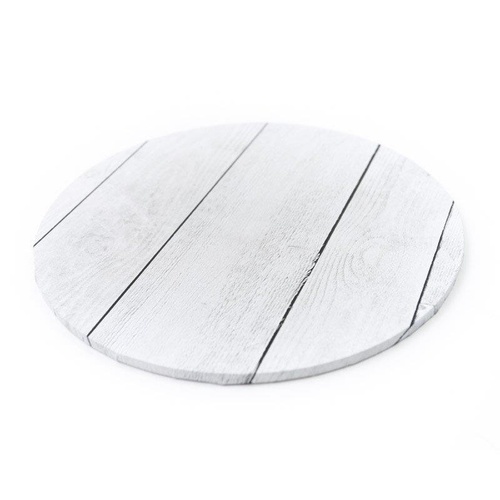 White Planks Cake Board Round 10"