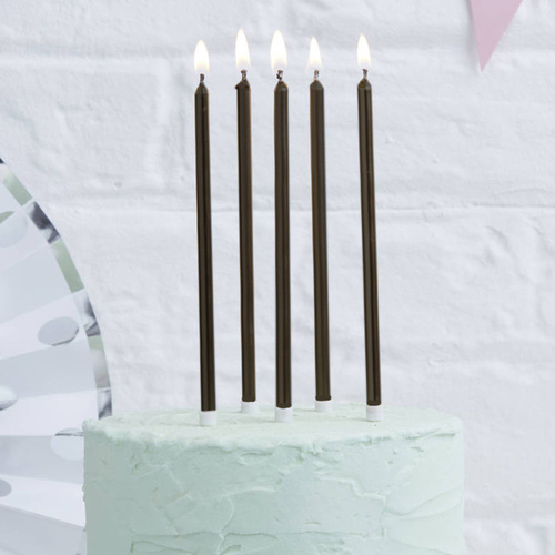 Tall Slim Candles - BLACK (pack of 12)
