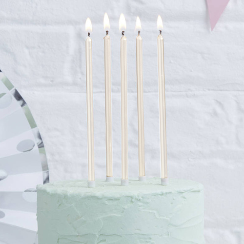 Tall Slim Candles - PEARL WHITE (pack of 12)