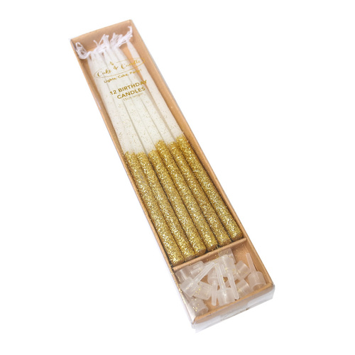 GLITTER DIPPED GOLD Candles (pack of 12)