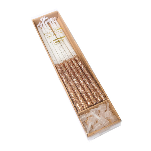 GLITTER DIPPED ROSE GOLD Candles (pack of 12)