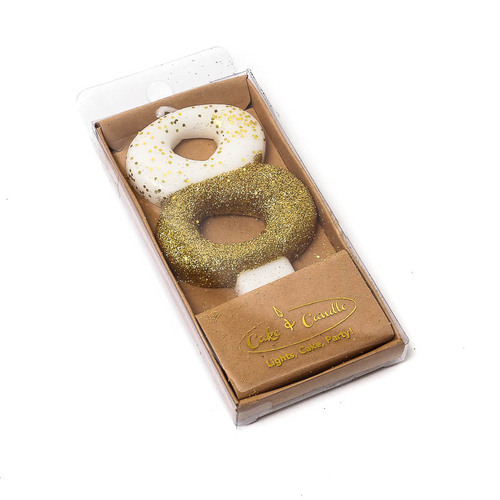 GOLD Glitter Dipped Candle 8cm - Number 8