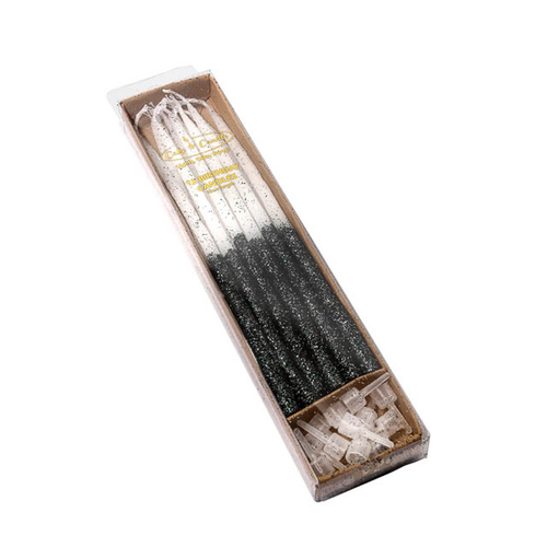 GLITTER DIPPED BLACK Candles (pack of 12)