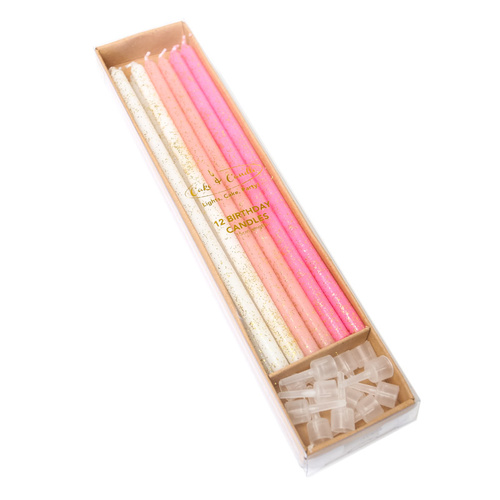 OMBRE GLITTER PINK Candles (pack of 12)
