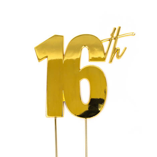 16th - GOLD Plated Cake Topper